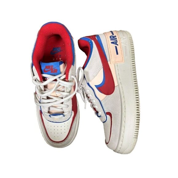 Nike Women's Shoes Air Force 1 Shadow Sail White Red  Blue Size 8 - Picture 8 of 16